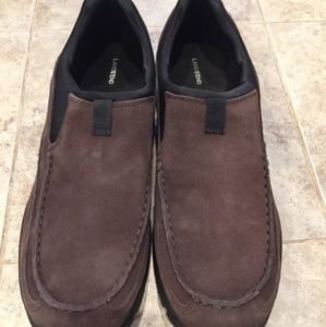 Mens Lamds End Med. Brown Suede slip on shoes